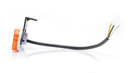 Gelbe Positionsleuchte mit Blinklicht, Reflektor und Winkelhalterung