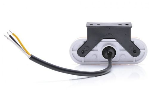 Gelbe Positionsleuchte mit Blinklicht, Reflektor und Winkelhalterung