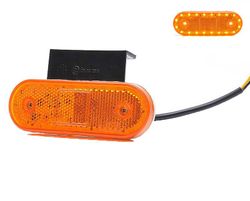 Gelbe Positionsleuchte mit Blinklicht, Reflektor und Winkelhalterung