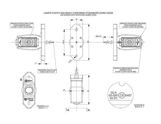 Cuerno de gálibo led corto blanco, rojo y ámbar