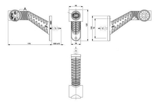 Linke lange gebogene LED-Positionsleuchte LD2175 - Horpol