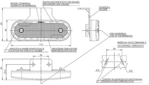 Piloto Gálibo LED Lateral Ámbar Con Soporte