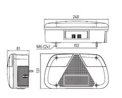 Linke Kontrollleuchte mit 5 Funktionen ohne Kennzeichenbeleuchtung