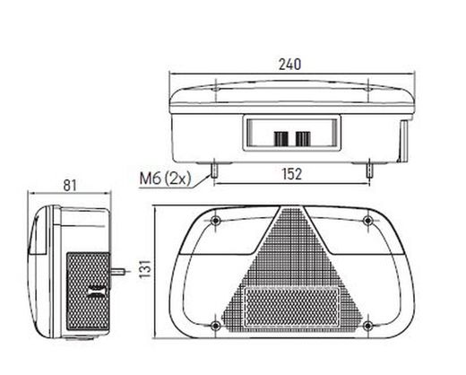 Linke Kontrollleuchte mit 5 Funktionen ohne Kennzeichenbeleuchtung