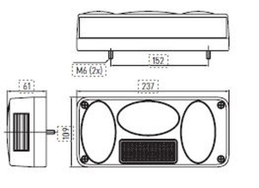 Linke Kontrollleuchte mit seitlicher Kennzeichenbeleuchtung und Nebelscheinwerfer