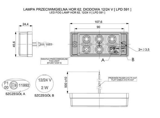 Piloto Led Antiniebla 108x46