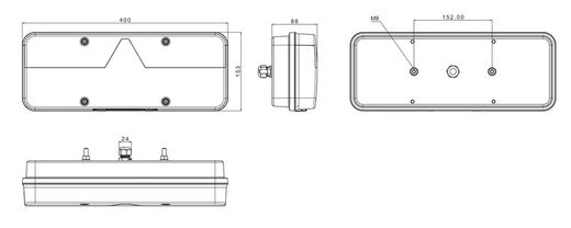 Rechte LED-Kontrollleuchte mit 7 Funktionen und Kennzeichenbeleuchtung FT-500-245LED - Fristom