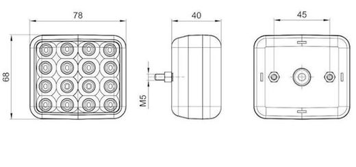 Piloto LED Trasero Blanco Marcha Atrás Con Cable 16 LEDs