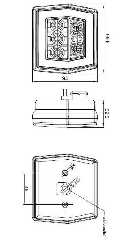 Rücklicht mit LED-Beleuchtung und 3 Funktionen