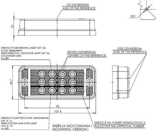 Piloto LED Trasero De 3 Funciones