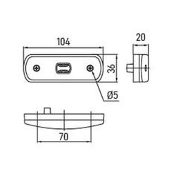 Gelbe LED-Positionsleuchte 12/24 V mit 0,5 m Kabel