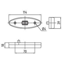 Gelbe LED-Positionsleuchte 12/24 V mit Halterung, 0,5 m Kabel und 2-Wege-Stecker
