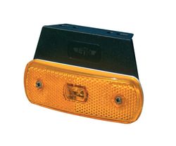 Gelbe LED-Positionsleuchte 12/24 V mit Halterung, 0,5 m Kabel und Klickstecker.