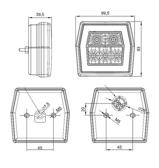 LED-Rückleuchte mit Positions-, Brems- und Blinklicht 12–24 V FT-120LED – Fristom