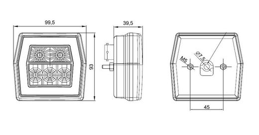 FT-121LED LED-Rückleuchte mit Positions-, Brems- und Blinklicht 12–24 V – Fristom
