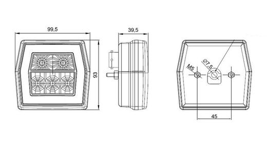 FT-112LED Runde LED-Rückleuchte mit Positions- und Rückfahrscheinwerfern - Fristom