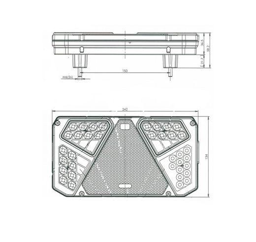 Linke Multifunktions-LED-Rückleuchte mit Dreieck 99-0915 - War
