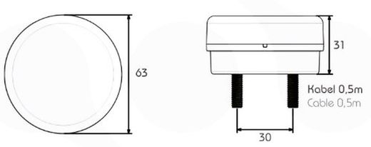 Pro-Mini-Ring Runde LED-Rückfahrleuchte Weiß