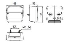 Gelb-rotes Rücklicht, 3 Lampen, 4 Funktionen