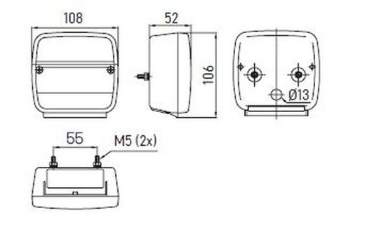 Gelb-rotes Rücklicht, 3 Lampen, 4 Funktionen