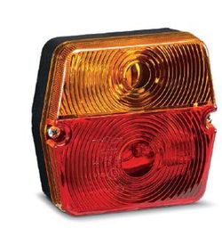 Gelbe/rote Rückleuchte mit Kennzeichenbeleuchtung