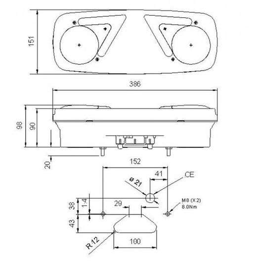 Rechtes Rücklicht, 5 Funktionen, Chereau-Typ