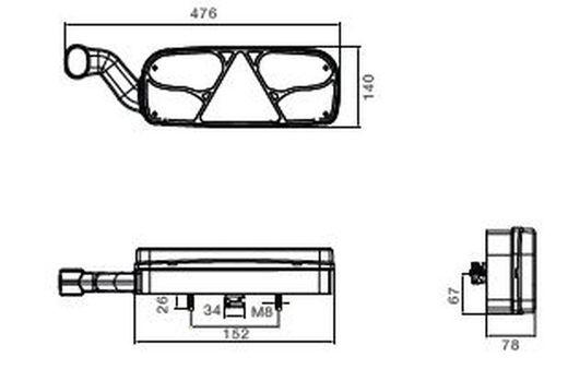 Rechtes Rücklicht für Ecopoint 24V mit Hupe