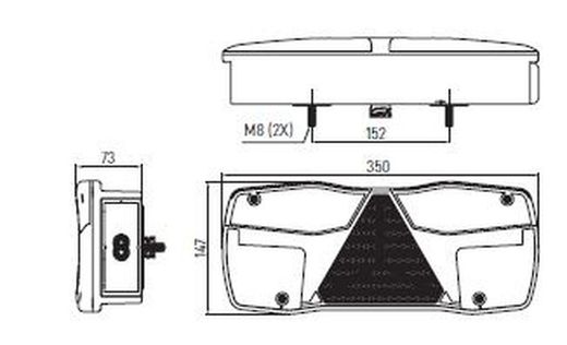 Piloto Trasero Derecho LED Con Cuerno Y Conector Amp+42ss