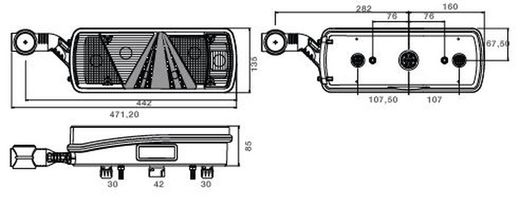 Ecopoint II Linke Rückleuchte mit Hupe und Kennzeichenbeleuchtung