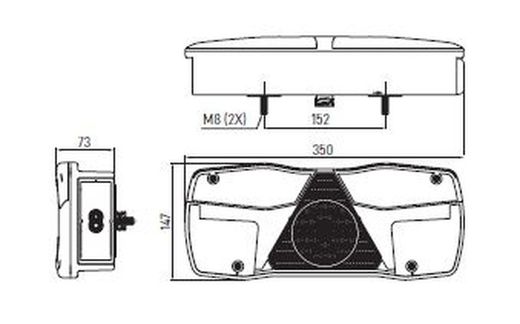 Piloto Trasero Izquierdo LED Con Cuerno Y Conector Amp+4ss