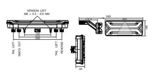 Linke hintere LED-Leuchte EcoLED II mit Hupe