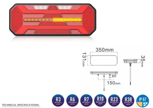 Rechtes LED-Rücklicht mit dynamischem Blinker und Dreiecksanzeige
