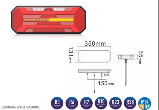 Piloto trasero led izquierdo con intermitente dinámico y triángulo