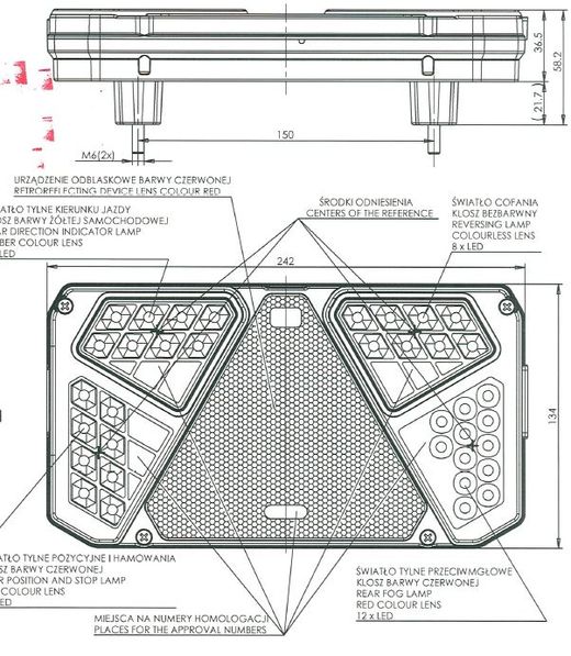 Piloto trasero led universal izquierdo con luz de matrícula lateral