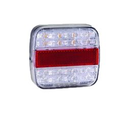 Feu arrière à LED avec feux de position, de freinage, de direction et de plaque d'immatriculation 12/24v blanc/rouge 44-1816