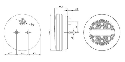 FT-113LED Runde LED-Rückleuchte mit Positions-, Brems- und Blinklicht - Fristom