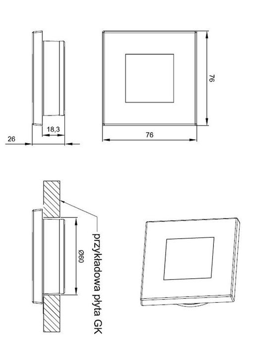 21-LED-Deckenleuchte für den Innenbereich mit austauschbarem silbernen quadratischen Rahmen