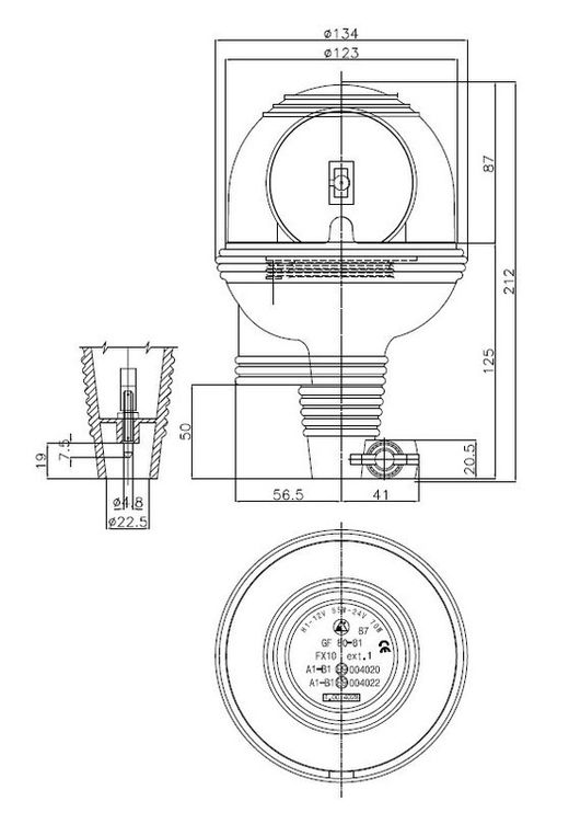Megalux 12/24V Bernstein Drehbarer flexibler Mast