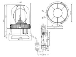 12V bernsteinfarbene Drehleuchte mit Magnet GF-20.12 - AJ.BA
