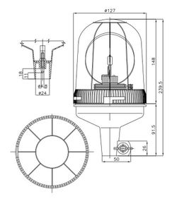 12V bernsteinfarbener Drehmast Typ GF-30.12 - AJ.BA