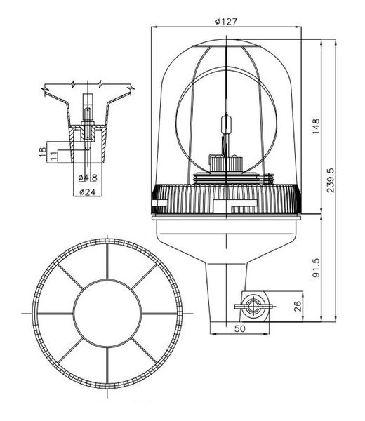 12V bernsteinfarbener Drehmast Typ GF-30.12 - AJ.BA