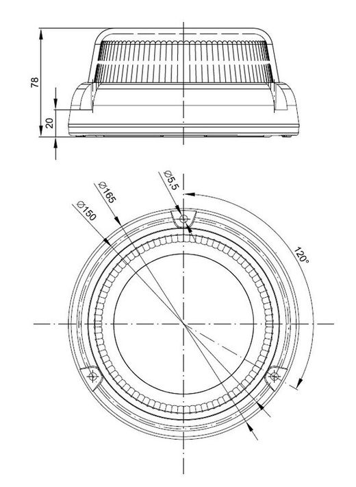 Rotativo LED Base Fija Ámbar 12/24v