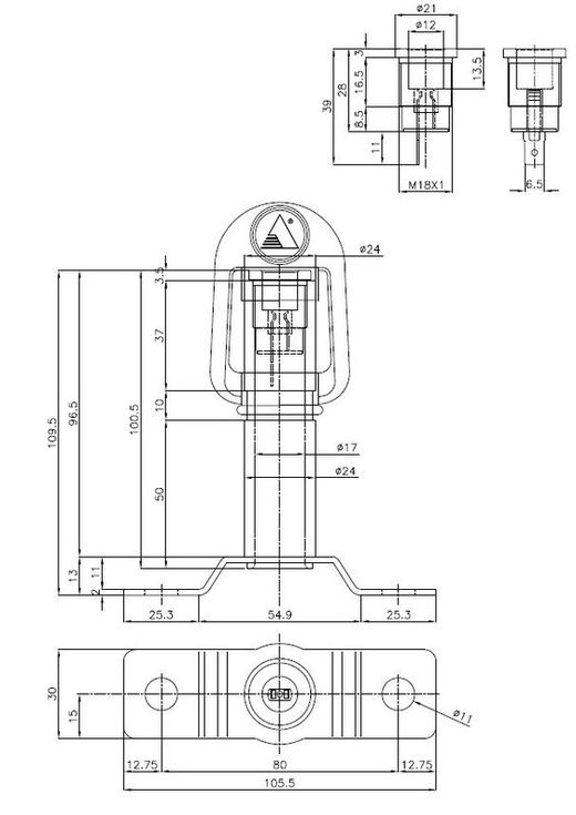 Drehbarer Halter mit zentraler Schraubbefestigung