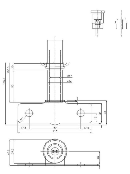 Drehbarer Halter mit gebogener Schraubbefestigung
