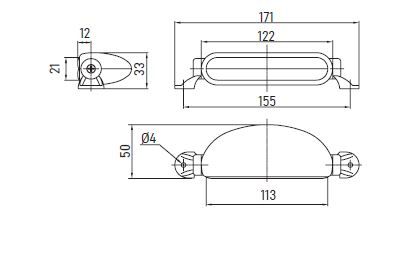 Tercera luz de freno led con base 12v color rojo